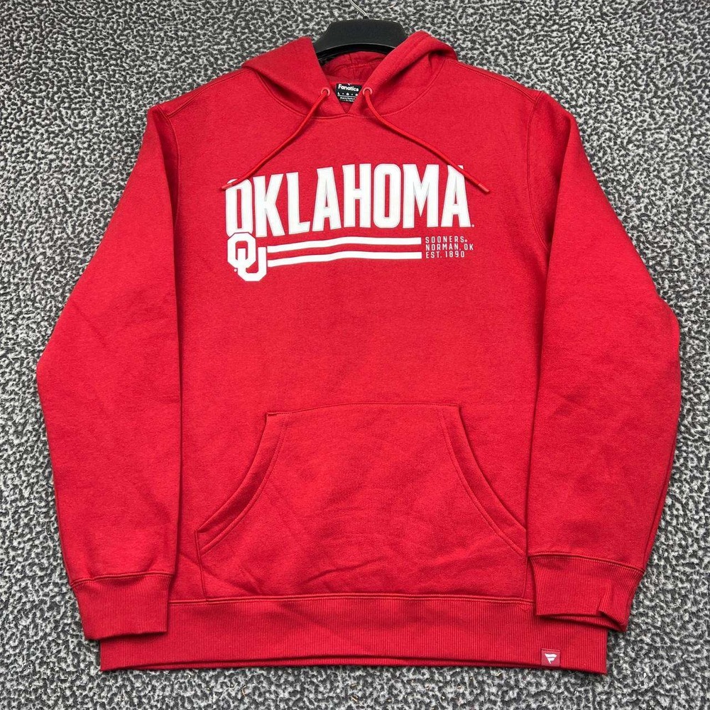 Oklahoma Sooners NCAA Hoodie Men Large Red Fanatics Pullover Long Sleeve New L